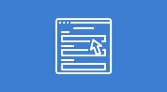 Ein Icon, das ein Browserfenster mit einem Formular und einem Mauspfeil zeigt, der auf ein Feld klickt.